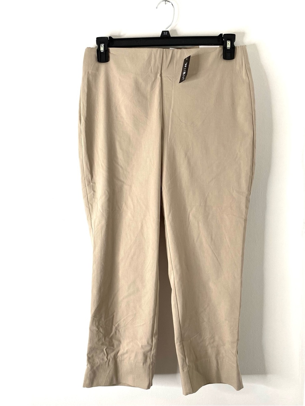 WHBM NWT Pull On Crop Pants Side Slit Biscotti Beige Linen Blend